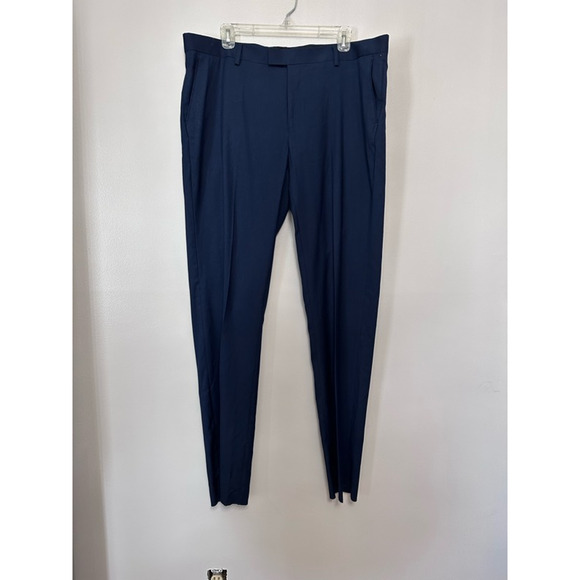 Soul Of London Mens Dress Pants Blue Stretch Flat Front Zip 39 Unfinished New - Picture 1 of 8